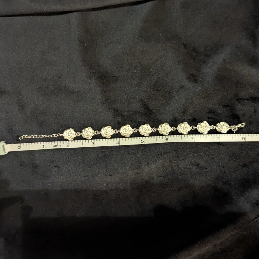 925 Sterling Silver Plated Flower Rose Bracelet